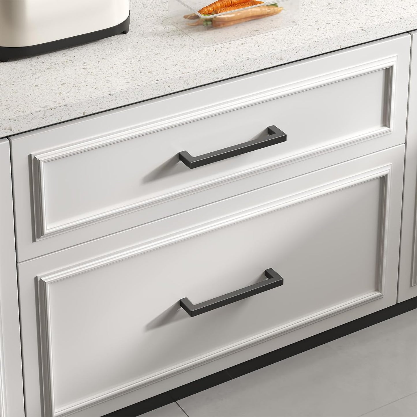 10 Pack Black Square Bar Cabinet Pull Drawer Handle Stainless Steel Modern Hardware for Kitchen and Bathroom Cabinets Cupboard,Center to Center 10In(256Mm) Black Drawer Pulls